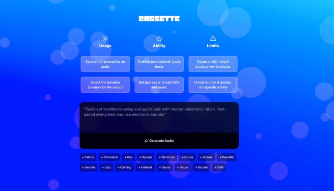 Music generation interface for Cassatte AI