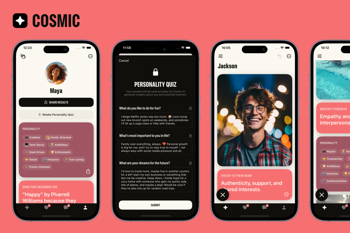 Free dating app Cosmic uses personality quizzes to make a profile for you