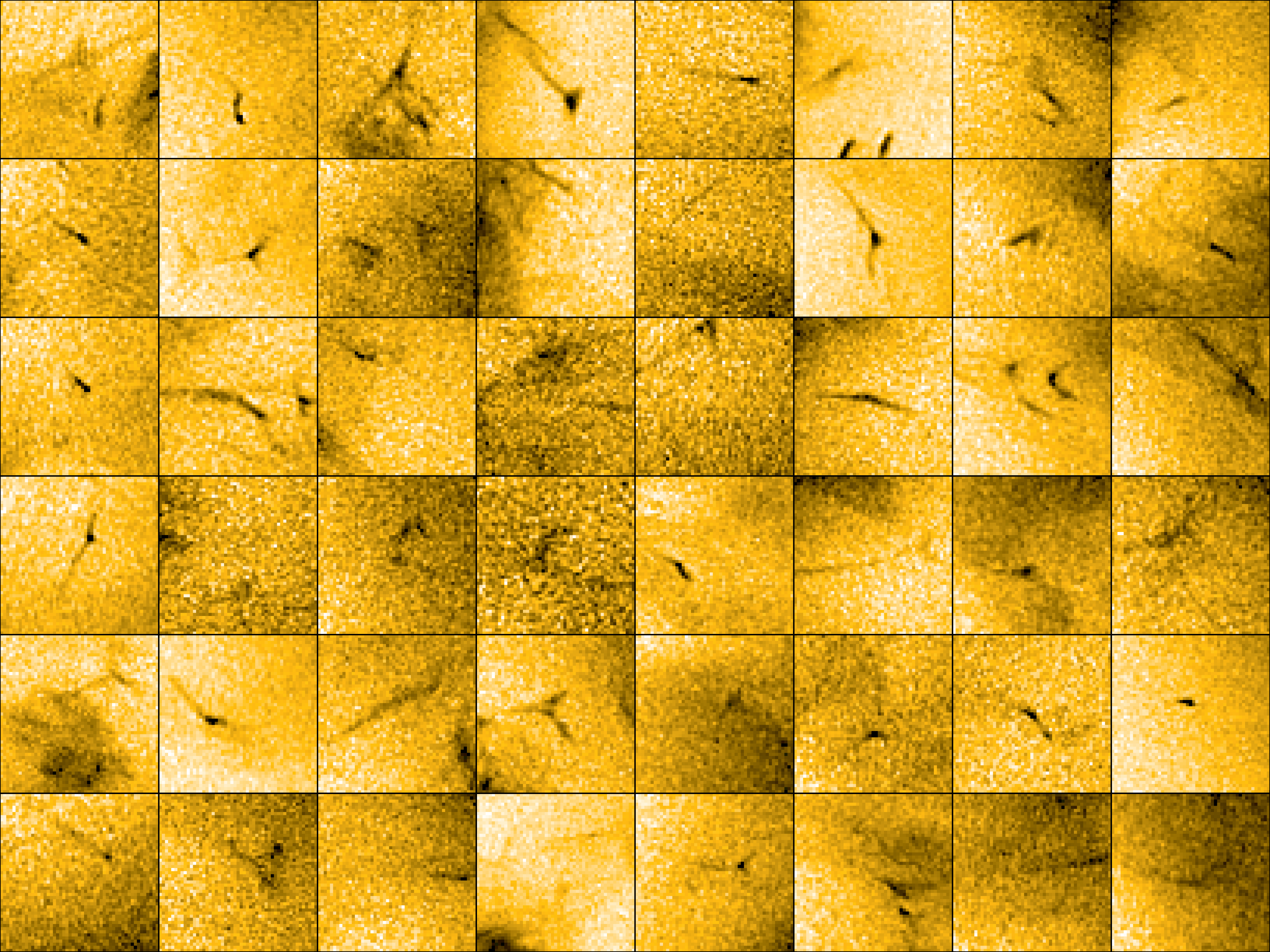 This mosaic of images shows a multitude of tiny jets of material escaping from the Sun’s outer atmosphere.