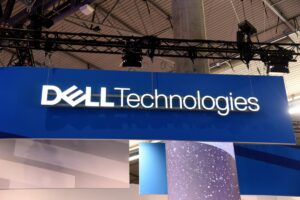 A view of the logo of the American company Dell at the Mobile World Congress 2024. (Photo by Ramon Costa/SOPA Images/LightRocket via Getty Images)
